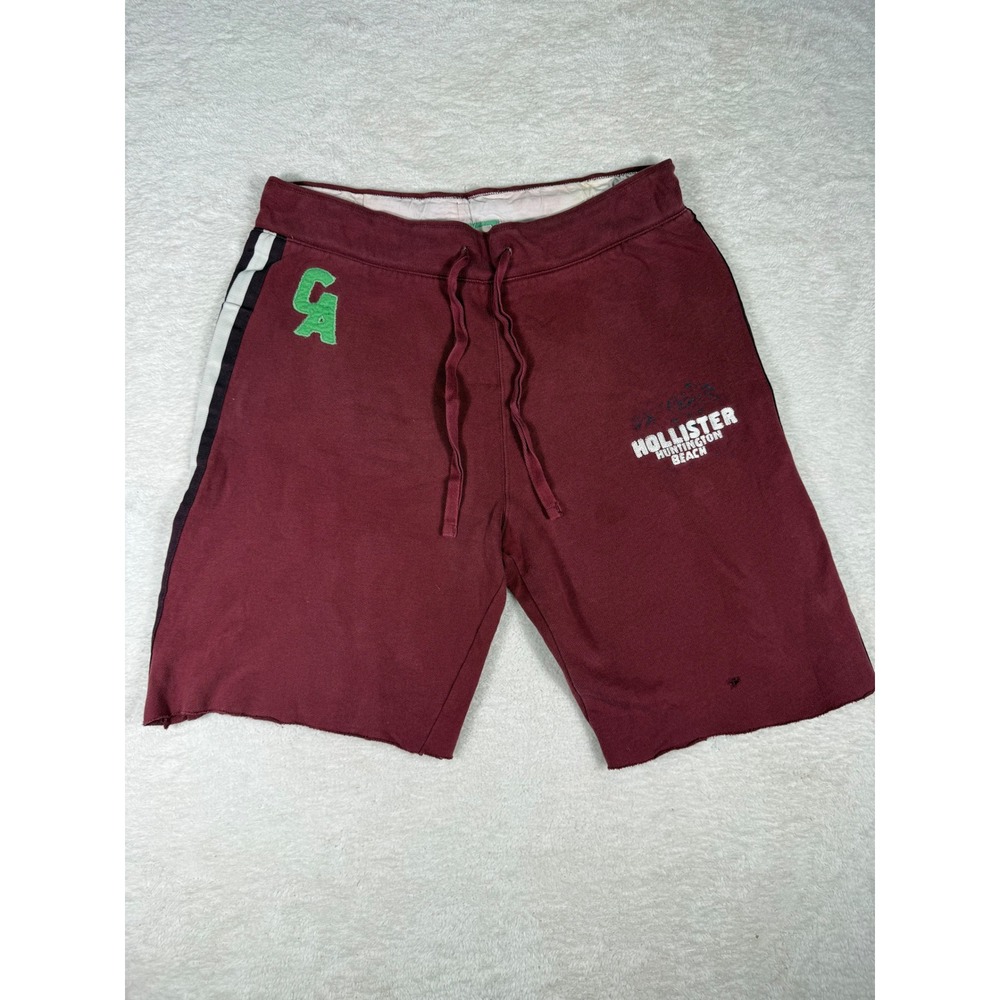 Hollister‎ Sweat Shorts Mens XL Burgundy Raw Hem Huntington Beach Y2K Surf